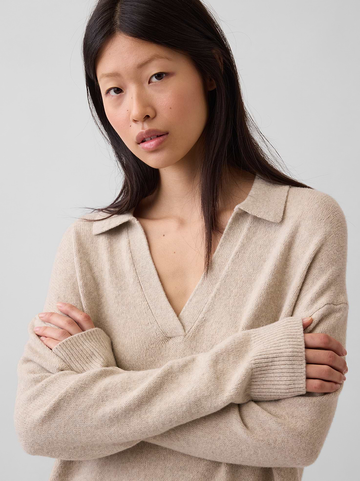 Image number 4 showing, CashSoft Oversized Polo Mini Sweater Dress