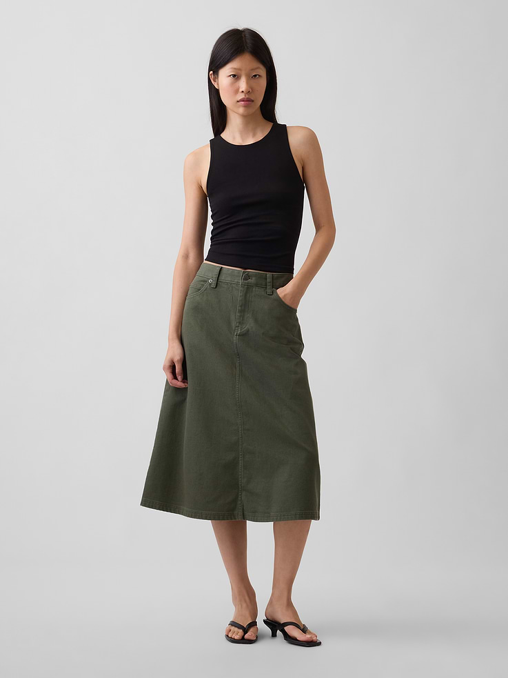 Image number 5 showing, Twill Midi Skirt