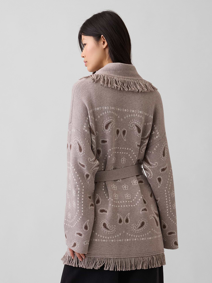 Image number 3 showing, Cotton-Blend Fringe Shawl Cardigan