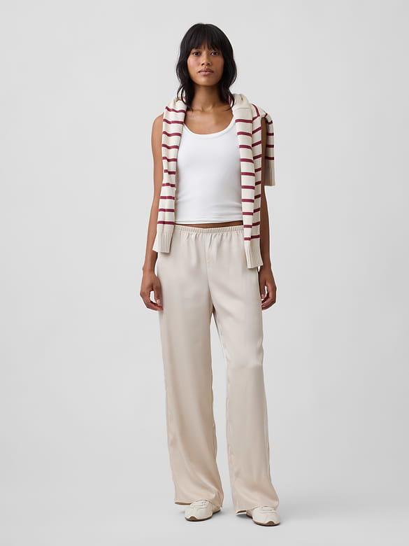 Easy Wide-Leg Satin Pants