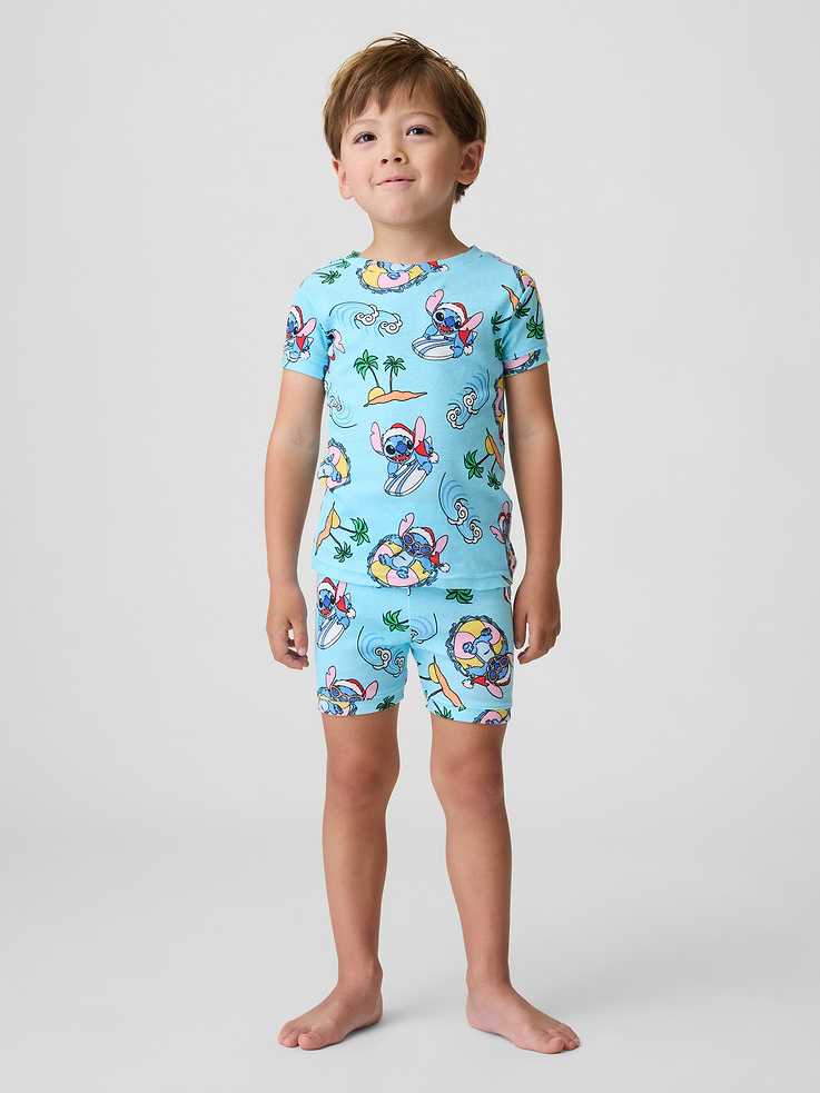 Image 1 of 5, These characters make every day more special., Soft cotton knit., Short sleeves., Crewneck., Elasticized waist., Allover X-Mas print., Product #1184070