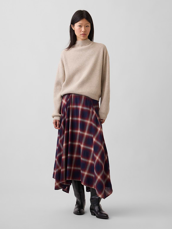 Plaid Maxi Handkerchief Skirt