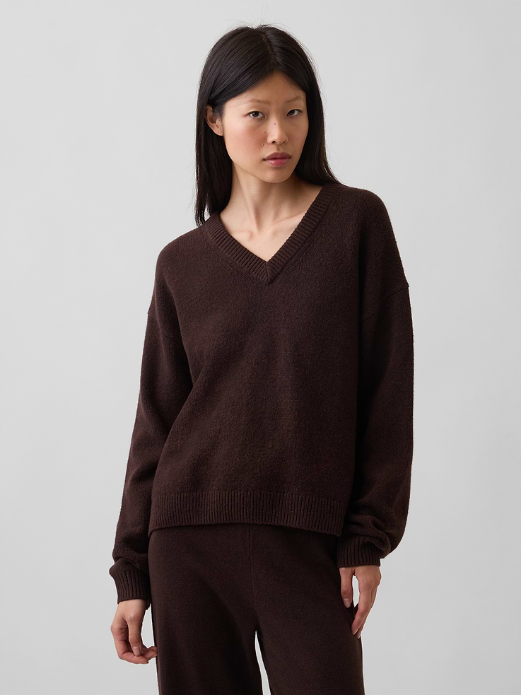 Image number 1 showing, CashSoft Oversized V-Neck Sweater
