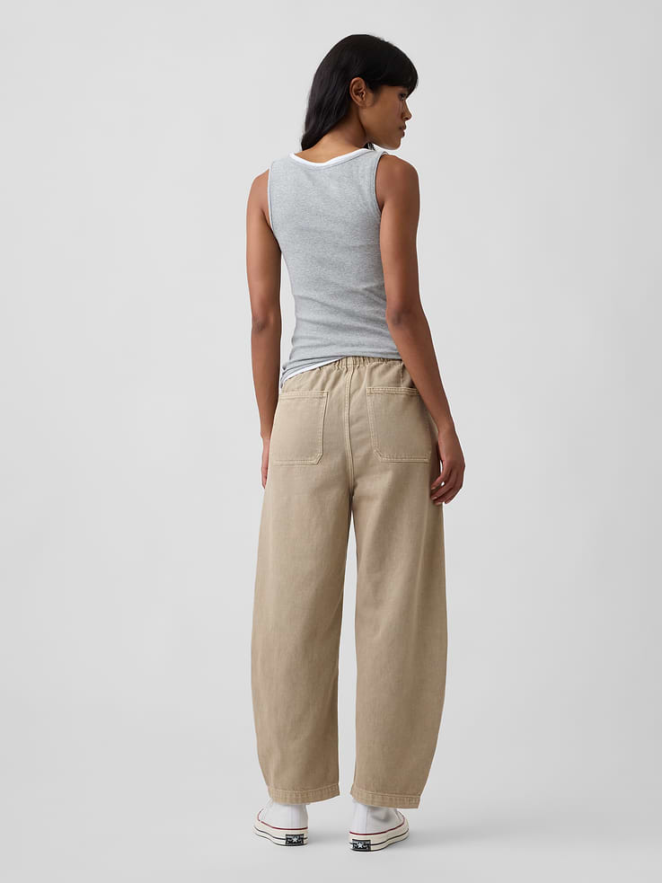 Image number 4 showing, Mid Rise Pull-On Barrel Jeans