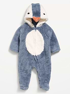 Image 2 of 4, Critter Sherpa Hooded Footed One-Piece for Baby