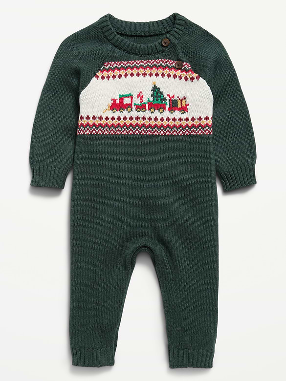Long-Sleeve Fair Isle Sweater One-Piece for Baby