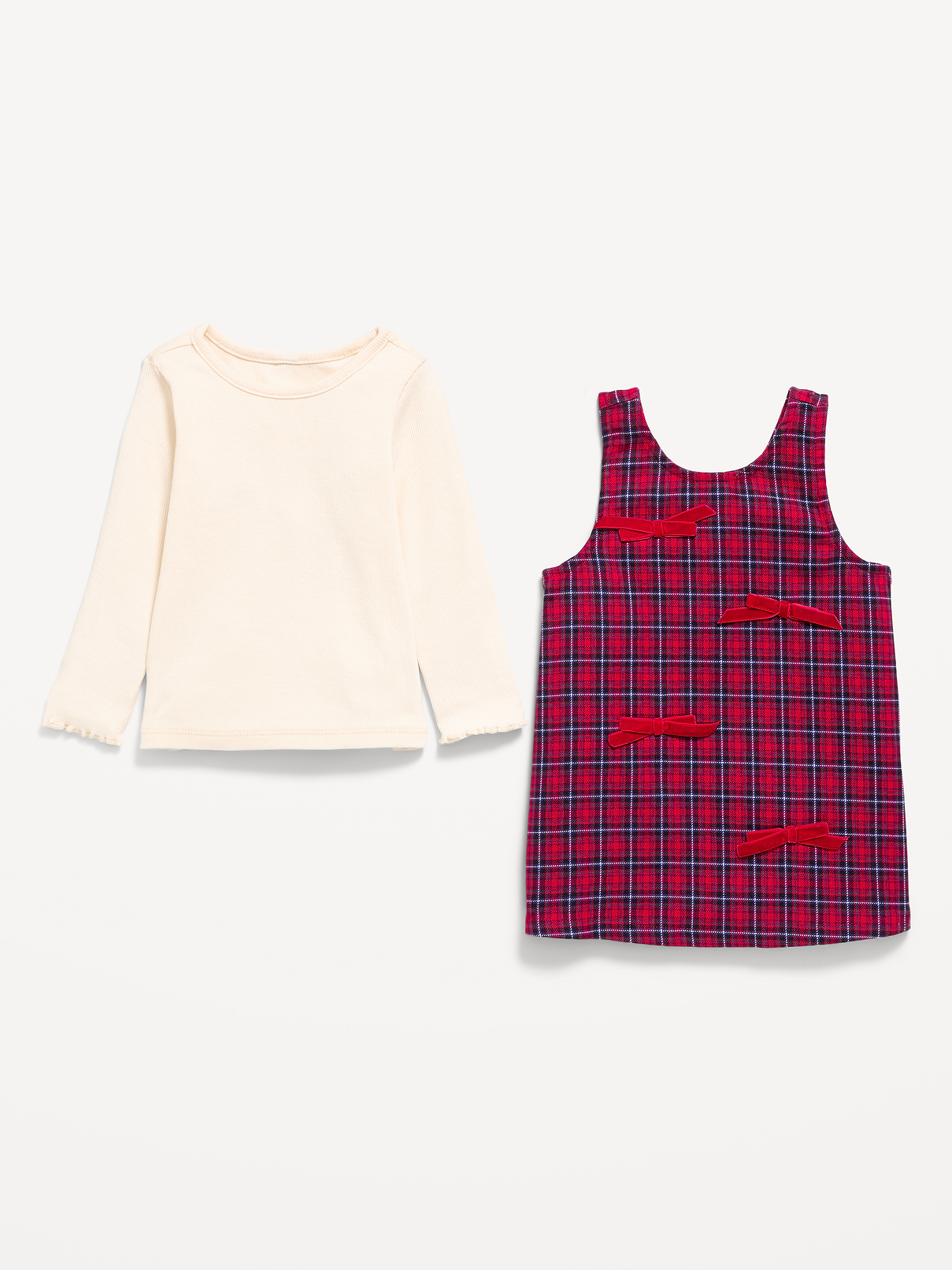 Image 2 of 2, Sleeveless Plaid Dress and Long-Sleeve Top Set for Baby