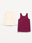 Image 2 of 2, Sleeveless Plaid Dress and Long-Sleeve Top Set for Baby