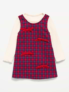 Image 1 of 2, crew neck, long sleeves, coordinating dress, scoop neck, sleeveless, decorative bows, Product #1184009