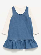 Image 3 of 4, Sleeveless Denim Dress and Long-Sleeve Top Set for Toddler Girls