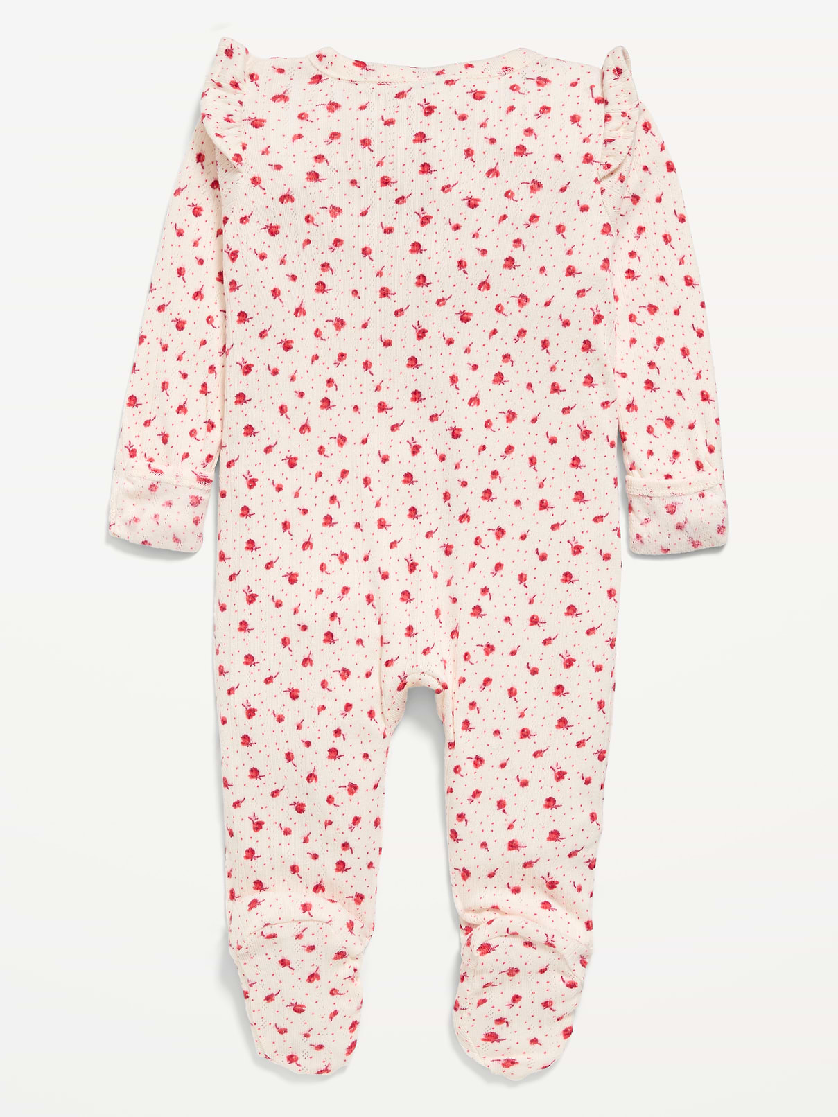 Image 3 of 4, Ruffle-Trim 2-Way-Zip Sleep & Play Footed One-Piece for Baby
