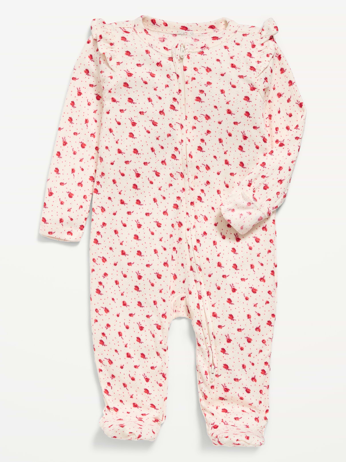 Ruffle-Trim 2-Way-Zip Sleep & Play Footed One-Piece for Baby
