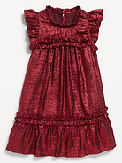 Image 1 of 1, ruffled neckline, short flutter sleeves, tiered, full skirt, Product #1184183