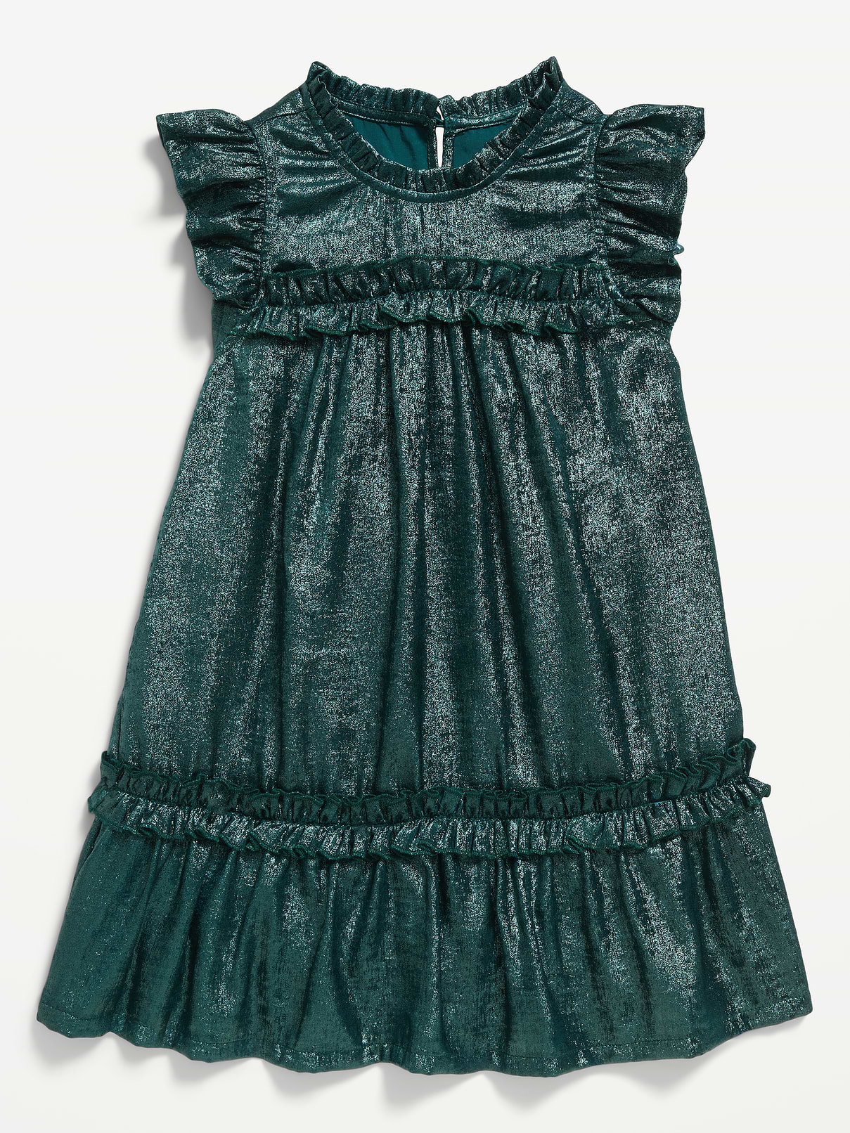 Image 1 of 2, ruffled neckline, short flutter sleeves, tiered, full skirt, Product #1184183