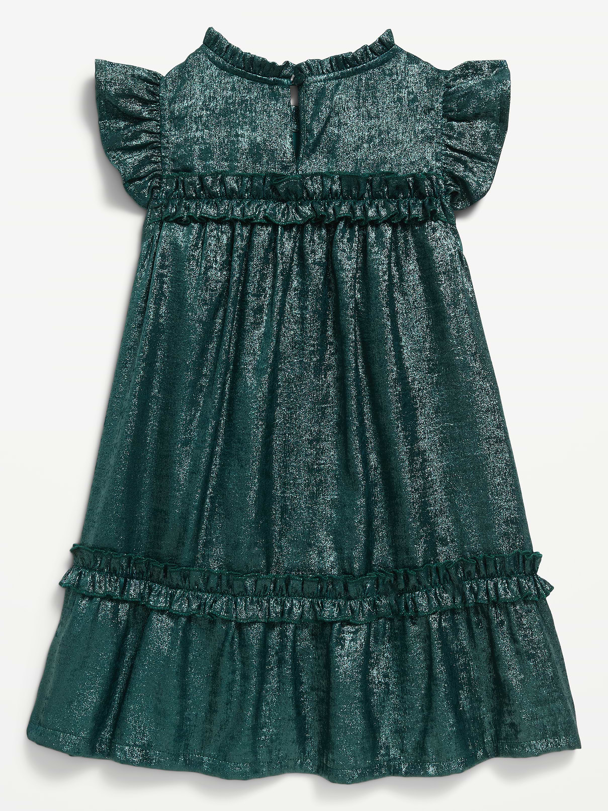 Image 2 of 2, Flutter-Sleeve Metallic Swing Dress for Toddler Girls