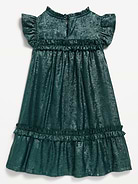 Image 2 of 2, Flutter-Sleeve Metallic Swing Dress for Toddler Girls