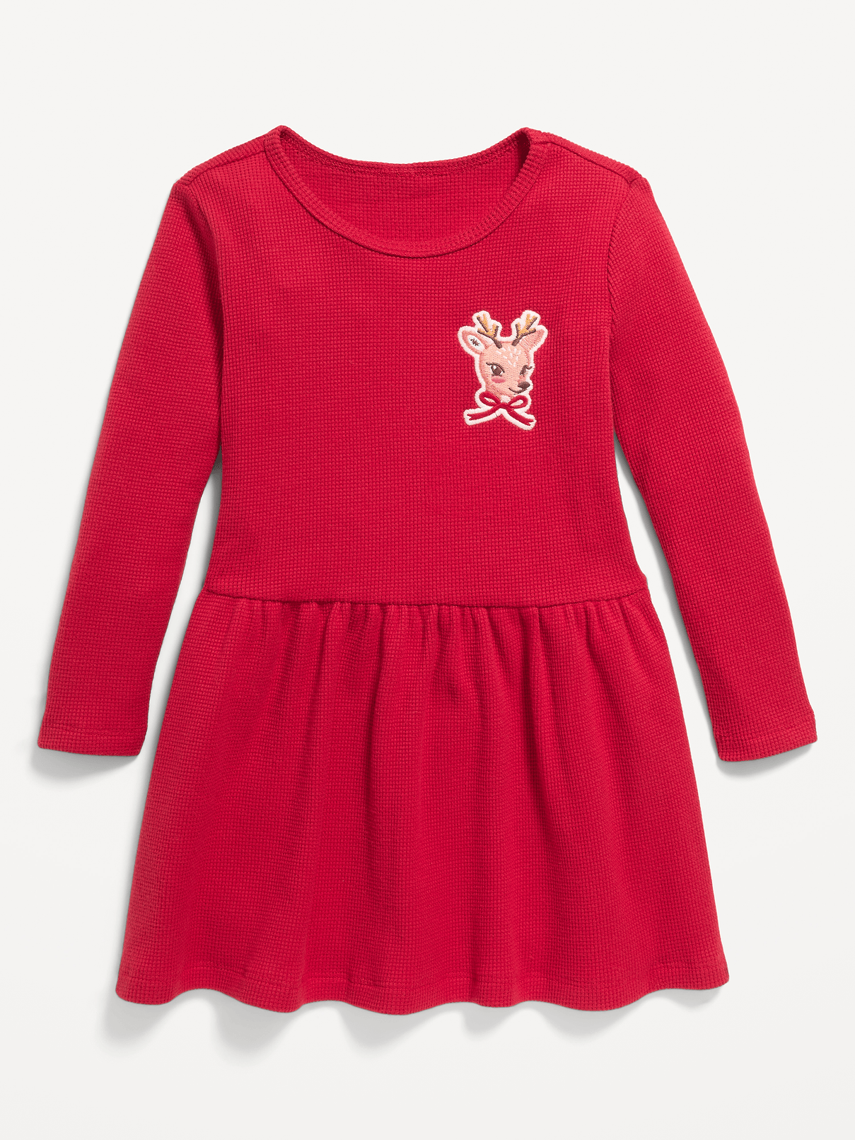 Image 1 of 3, round neckline, long sleeves, drop waist, graphic at chest, full skirt, Product #1185420
