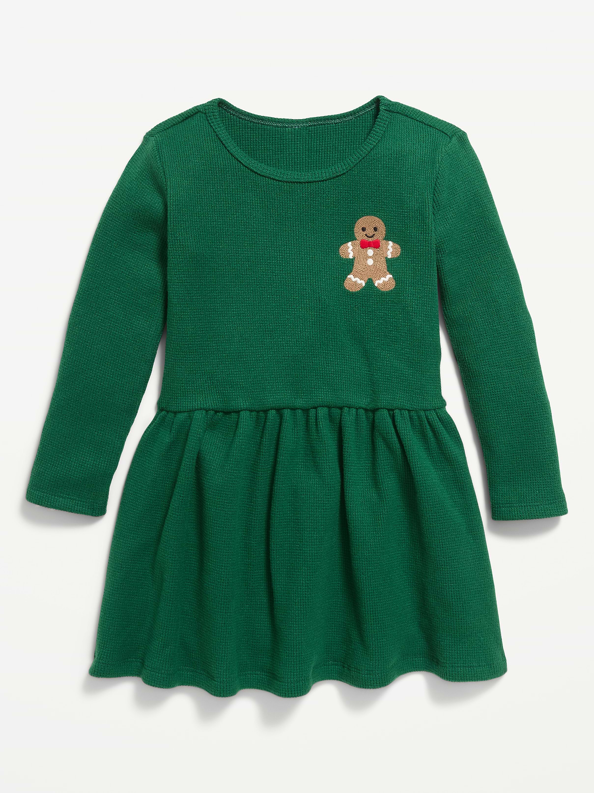 Image 1 of 1, round neckline, long sleeves, drop waist, graphic at chest, full skirt, Product #1185420