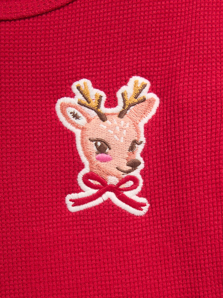 Image 3 of 3, Long-Sleeve Waffle-Knit Graphic Dress for Toddler Girls