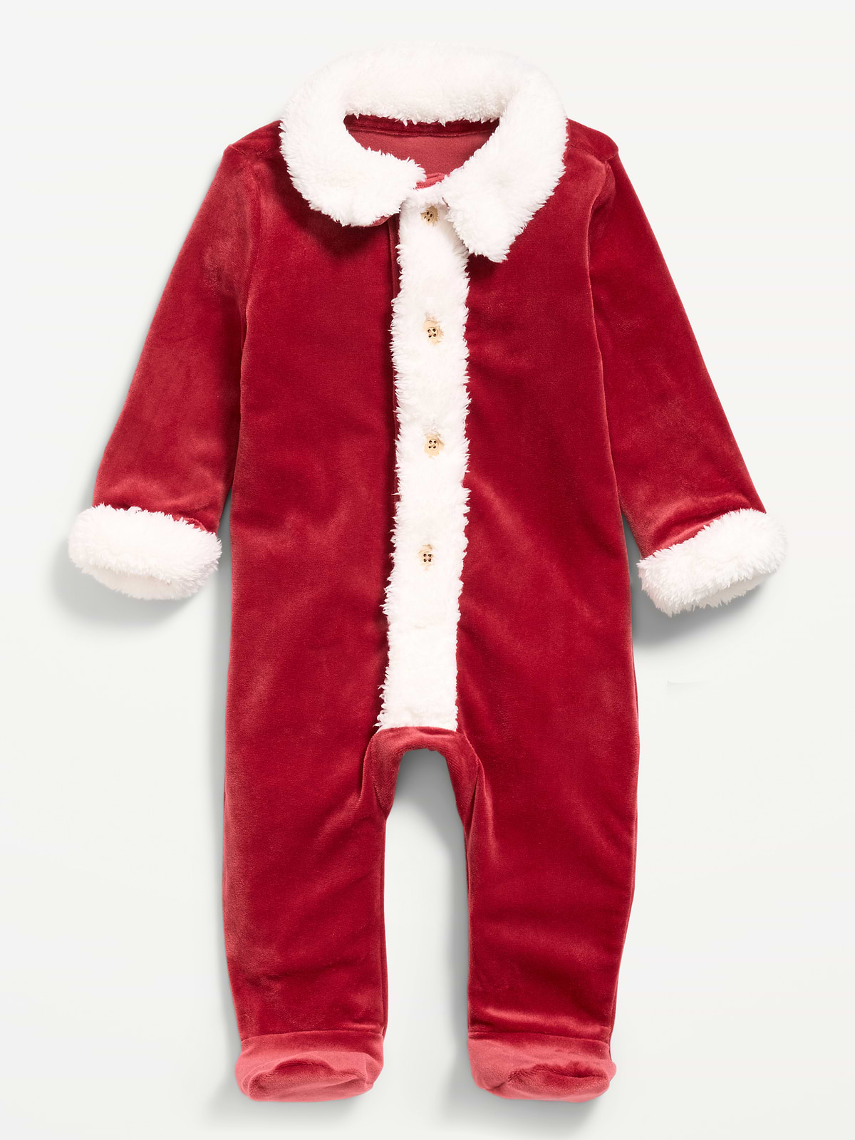 Velour Holiday Footed One-Piece for Baby