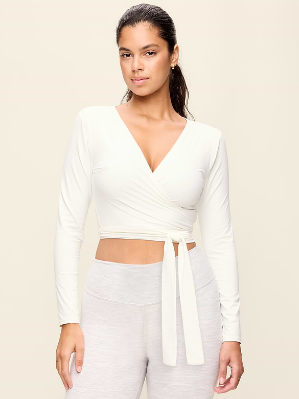 StudioSmooth Long-Sleeve Wrap Top