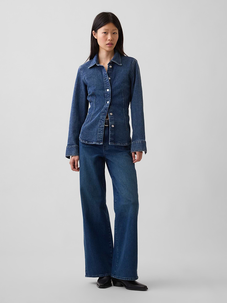 Image number 1 showing, High Rise Stride Wide-Leg Jeans