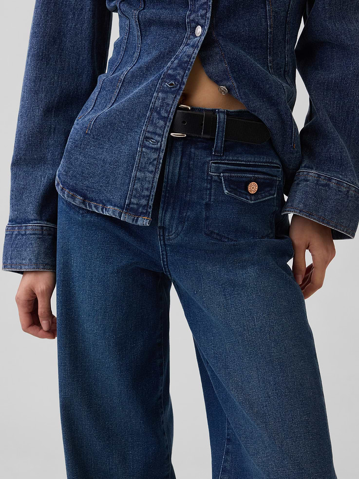 Image number 5 showing, High Rise Stride Wide-Leg Jeans