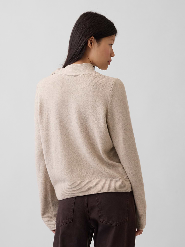 Image number 3 showing, CashSoft Tie-Neck Sweater