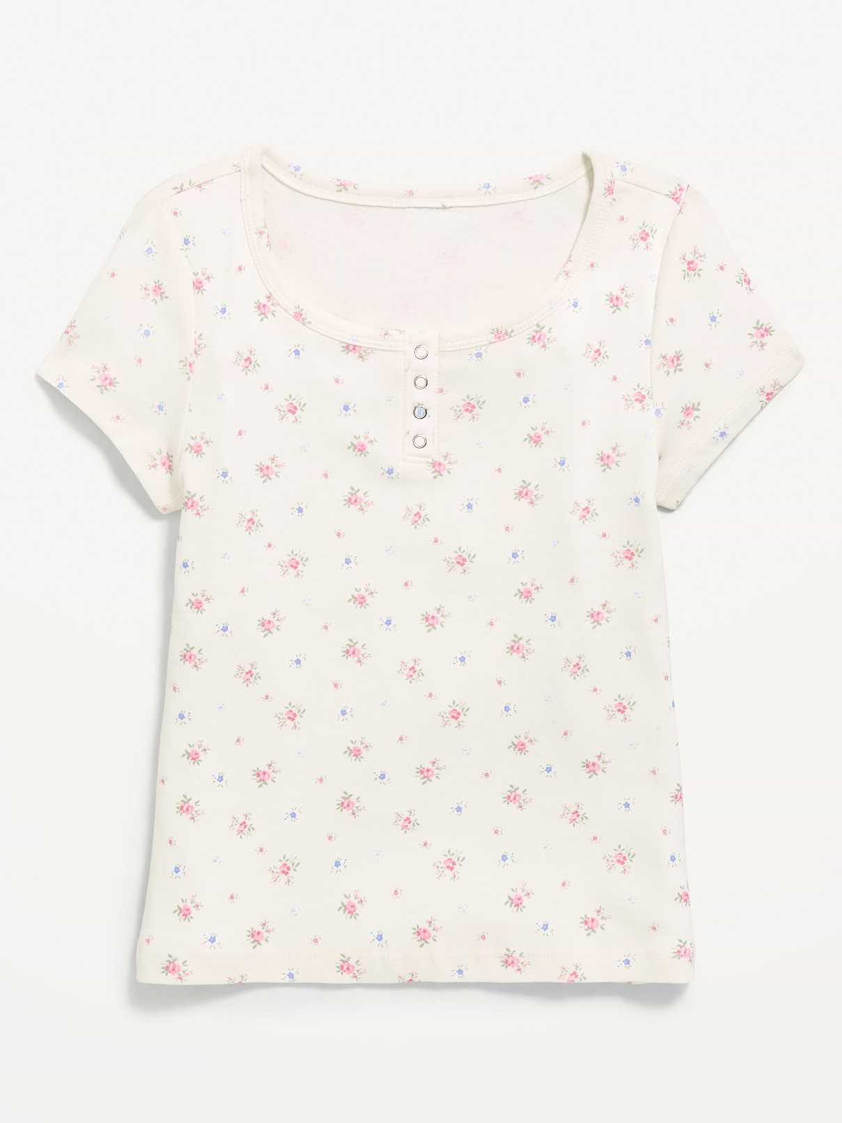 Image number 1 showing, Short-Sleeve Henley Top for Girls