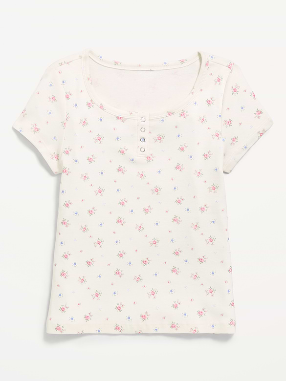 Short-Sleeve Henley Top for Girls