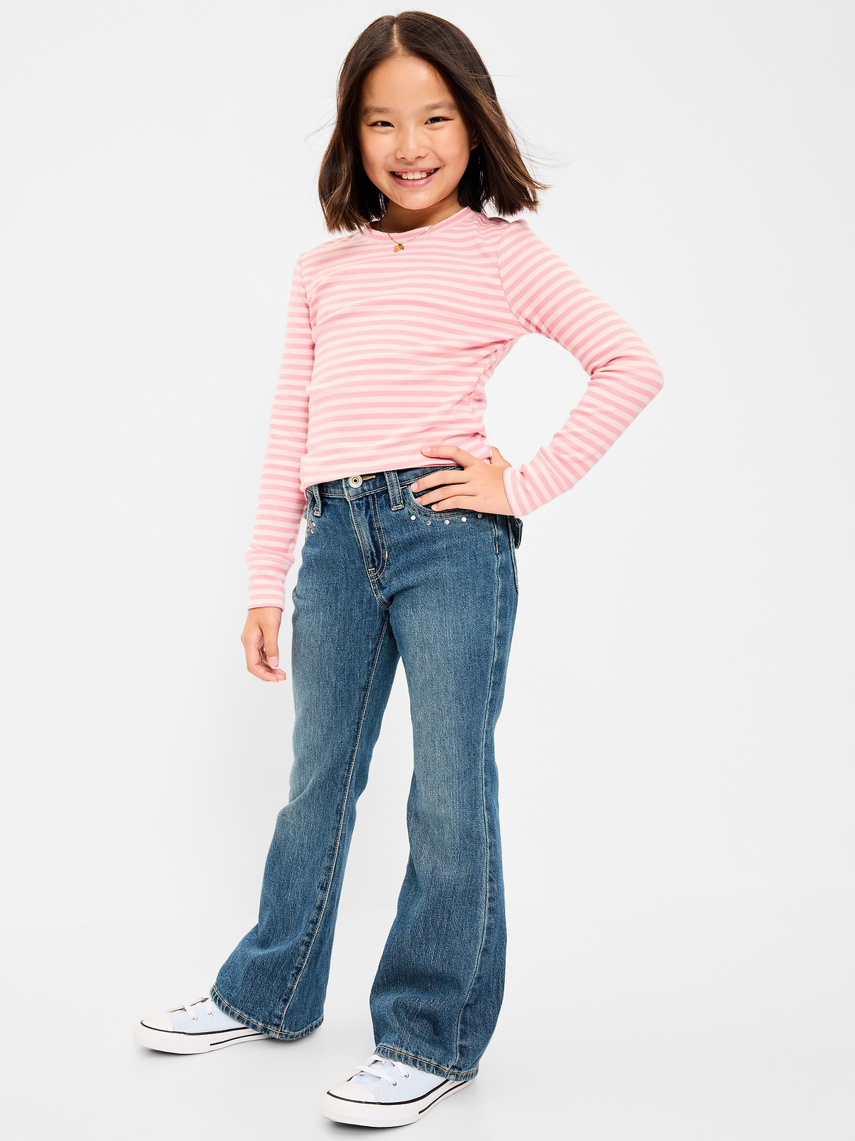 Image number 3 showing, Low-Rise Studded Flare-Leg Jeans for Girls