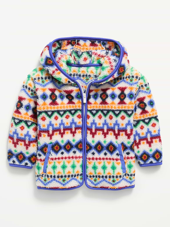 Oversized Hooded Sherpa Jacket for Toddler Boys