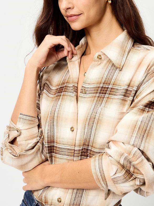 Oversized Button-Down Boyfriend Flannel Shirt