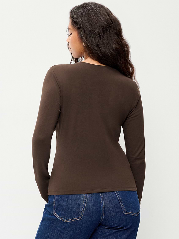 Hug Double-Layer Crew-Neck Long-Sleeve Top
