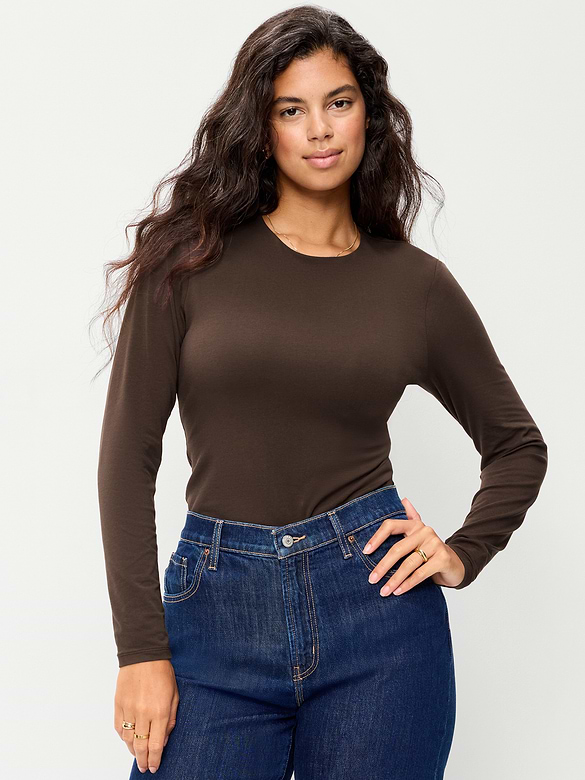 Hug Double-Layer Crew-Neck Long-Sleeve Top