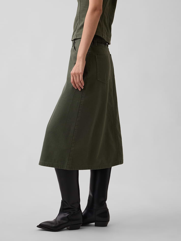 Image number 3 showing, Twill Midi Skirt
