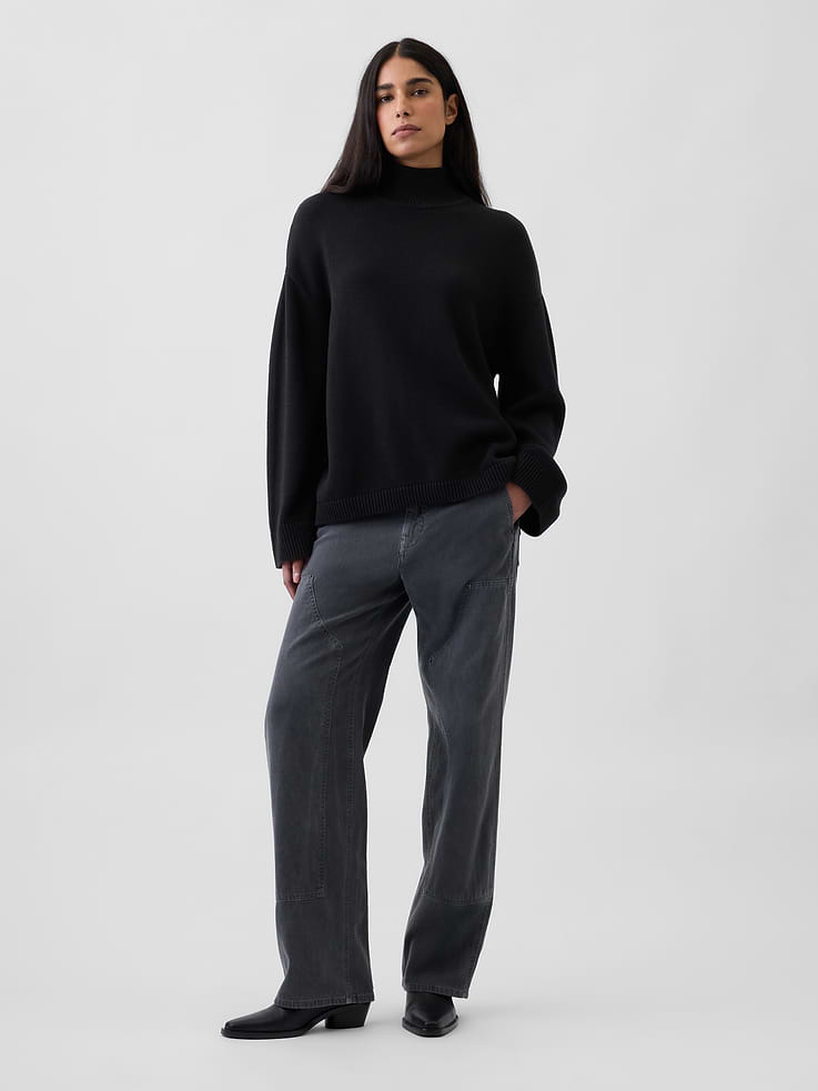 Image number 2 showing, 100% Cotton Oversized Turtleneck Sweater