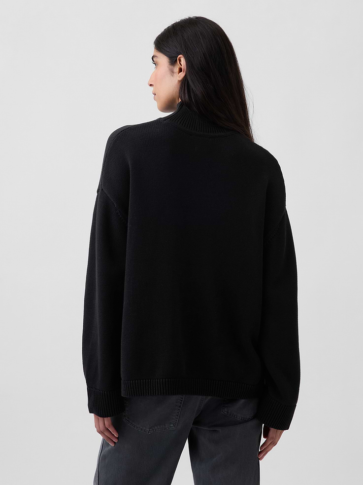 Image number 3 showing, 100% Cotton Oversized Turtleneck Sweater
