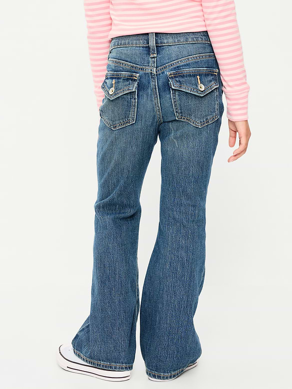 Jean à jambe évasée à taille basse orné de clous pour fille