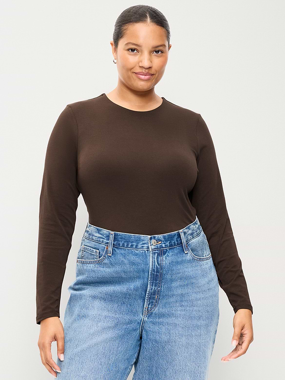 Hug Double-Layer Crew-Neck Long-Sleeve Top