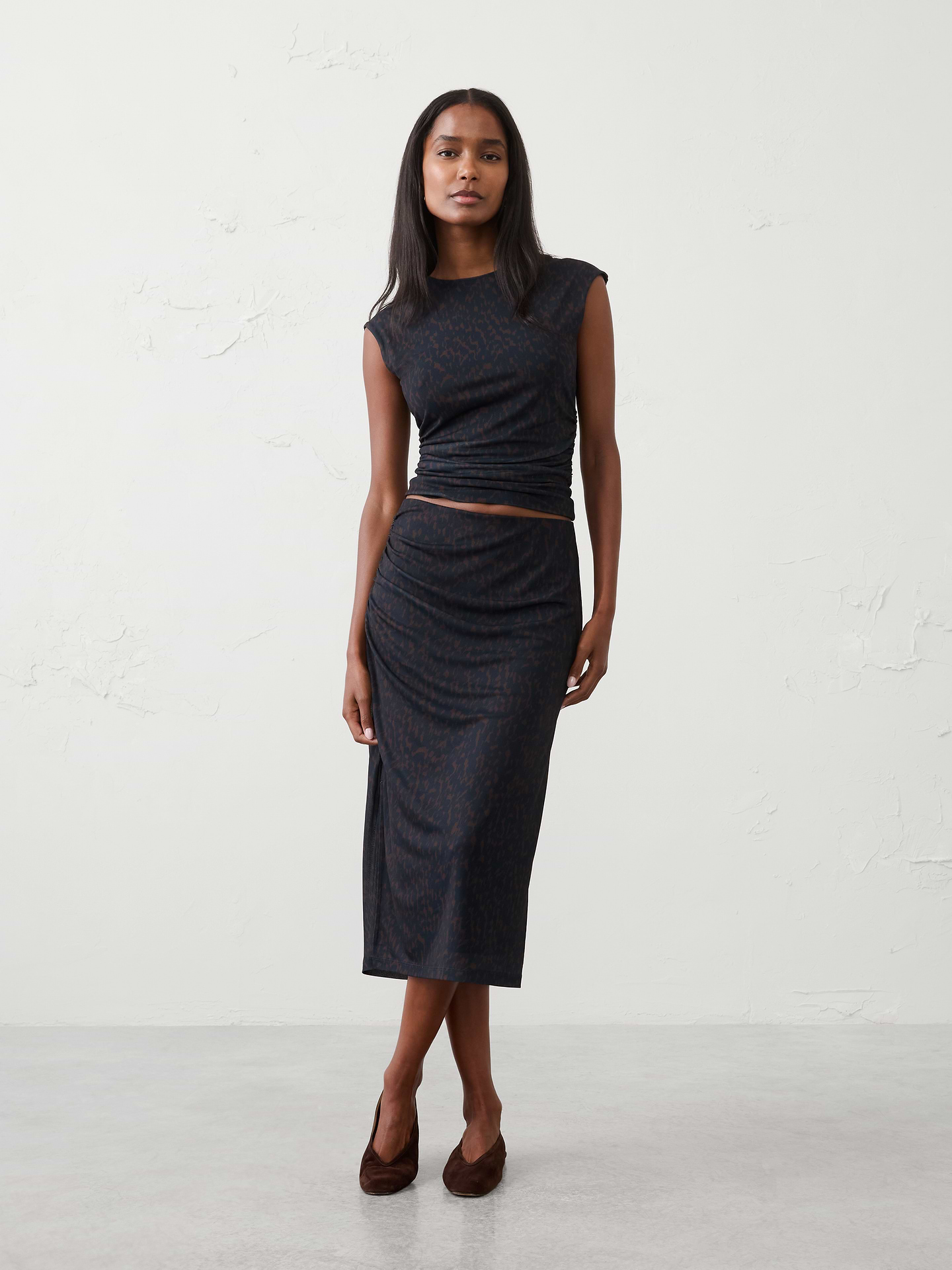 Image number 1 showing, Shirred Mesh Top