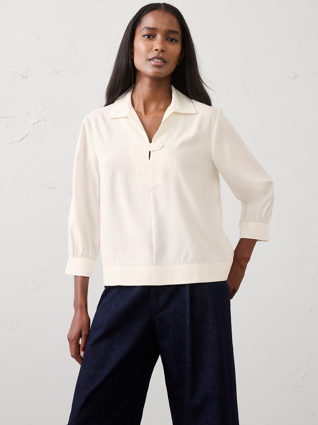 Collared-Tab Pullover Top | Banana Republic Factory