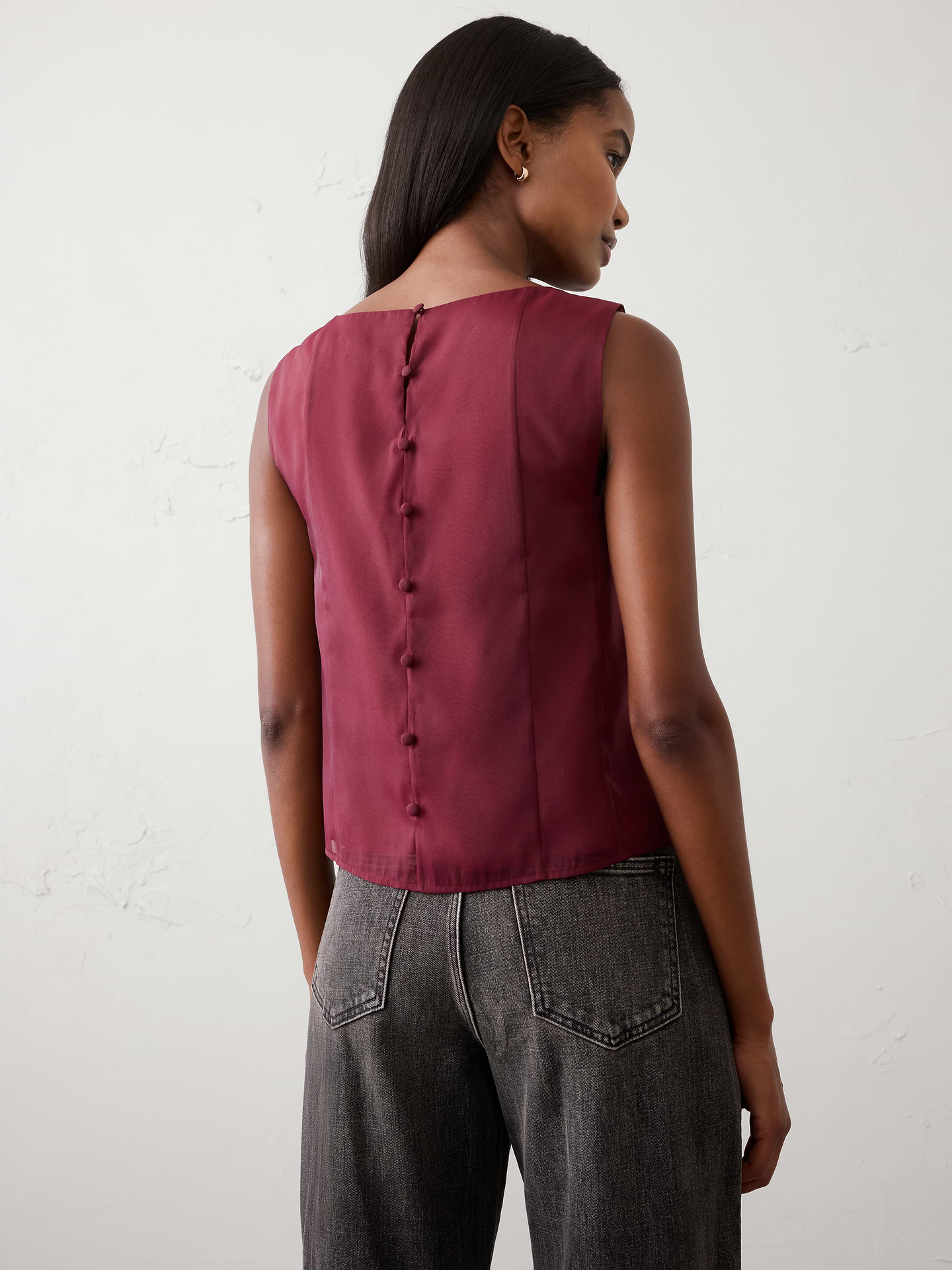 Image number 2 showing, Organza Button-Back Shell Top