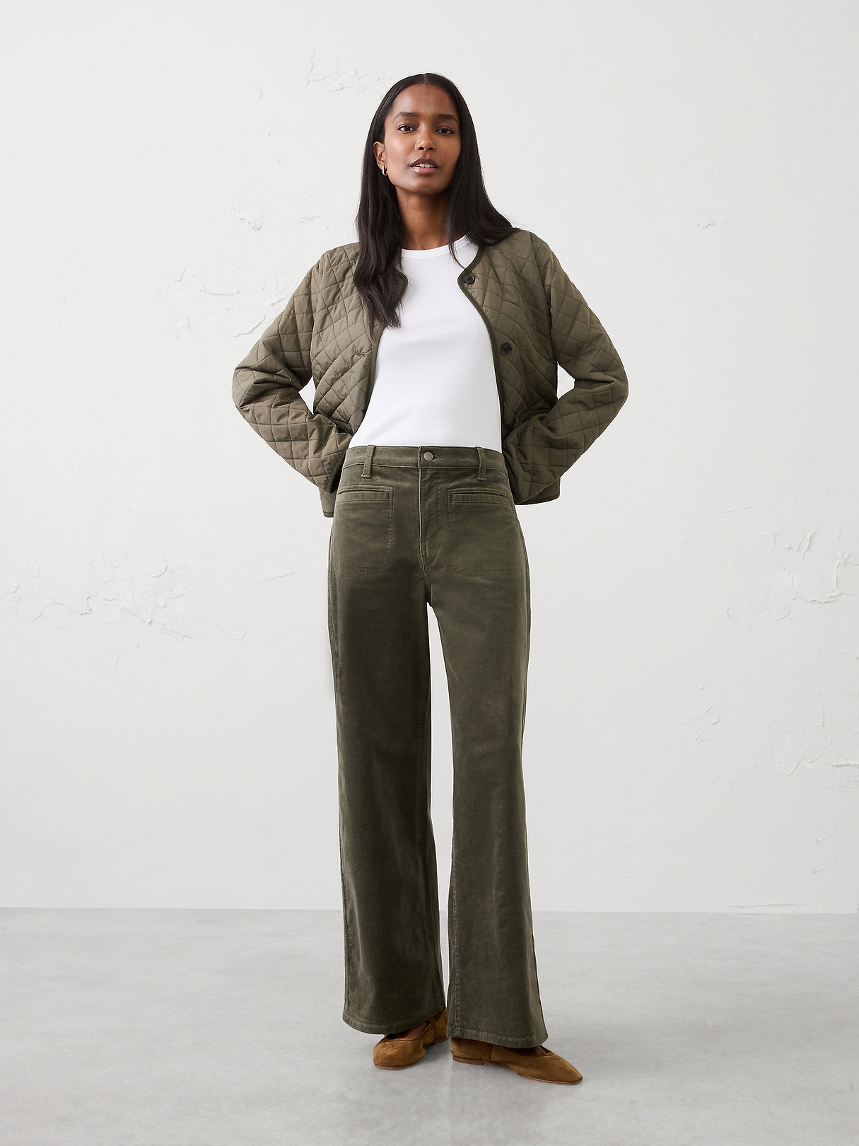 Wide-Leg High-Rise Corduroy Patch Pocket Pant | Banana Republic