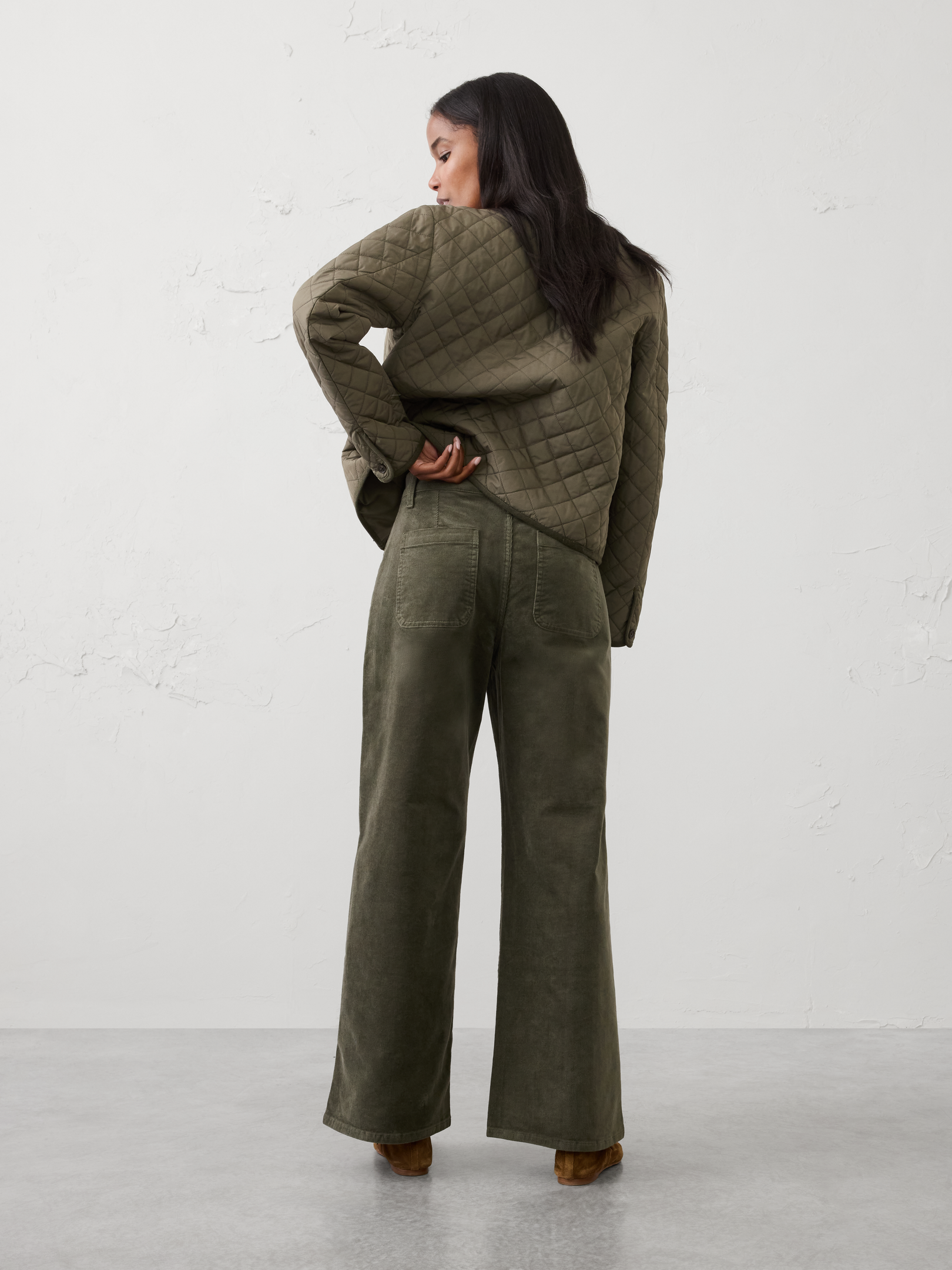 Image number 2 showing, Wide-Leg High-Rise Corduroy Patch Pocket Pant