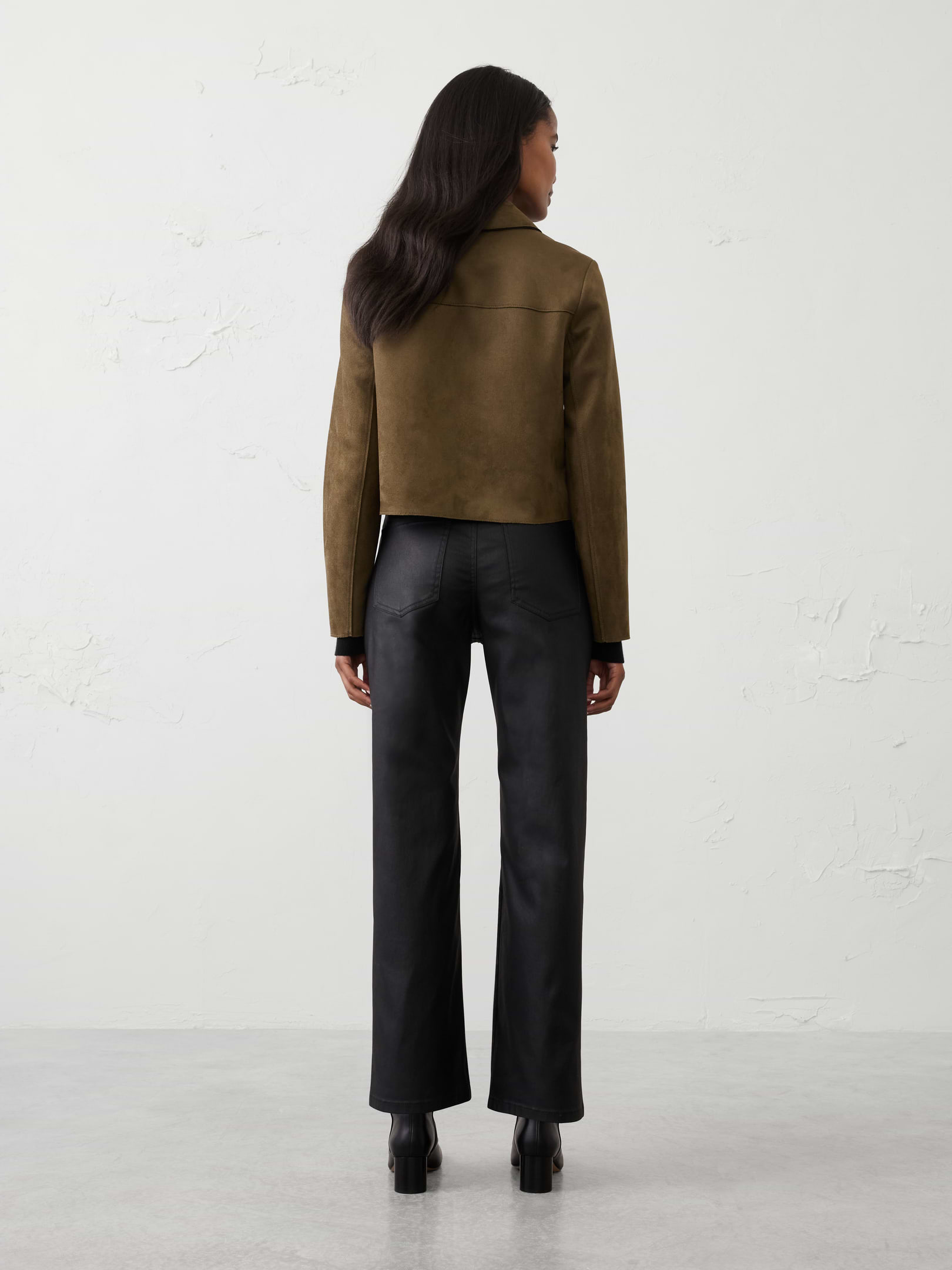 Image number 2 showing, Straight-Leg High-Rise Coated Jean