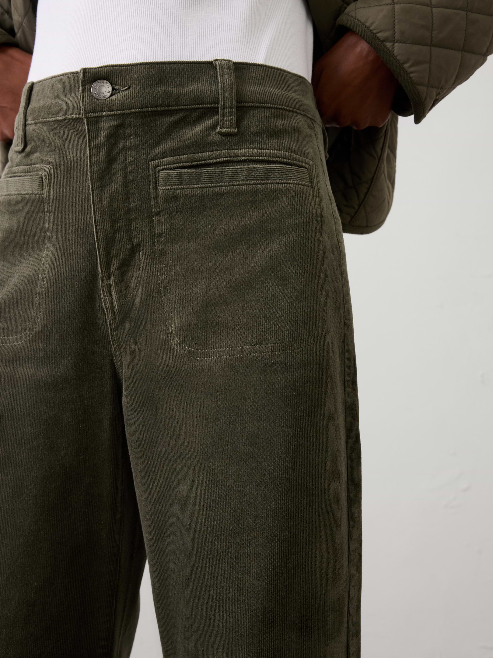 Image number 3 showing, Wide-Leg High-Rise Corduroy Patch Pocket Pant