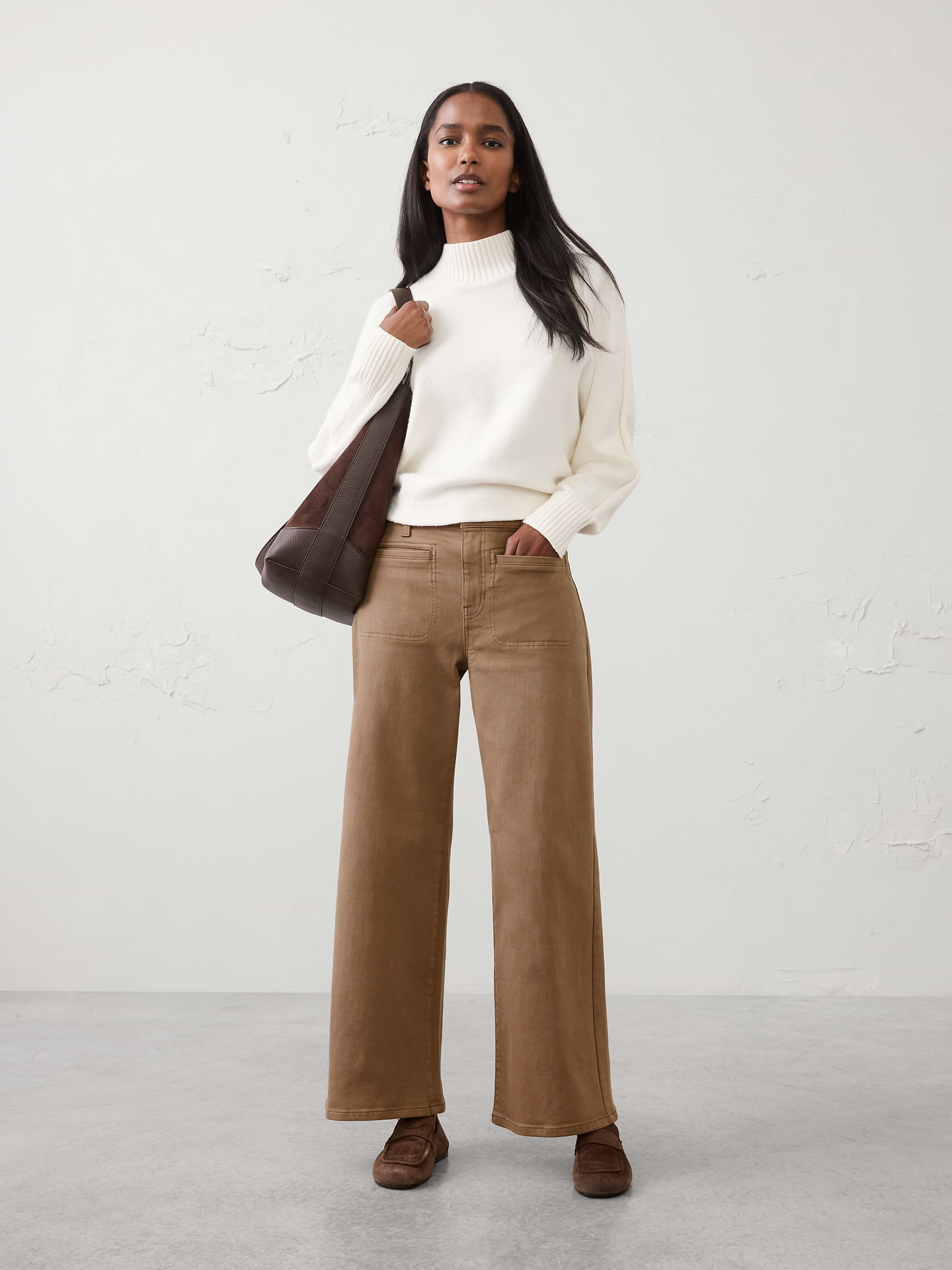Image number 1 showing, Wide-Leg High-Rise Patch Pocket Jean