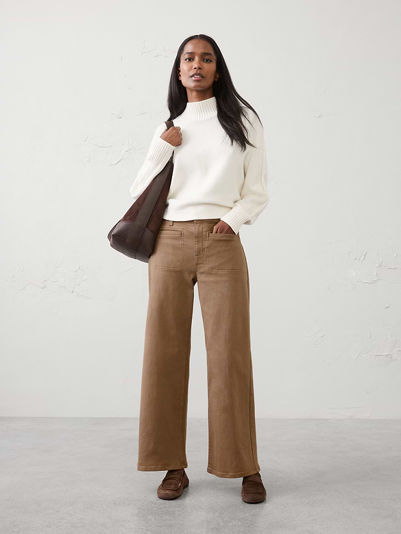Wide-Leg High-Rise Patch Pocket Jean