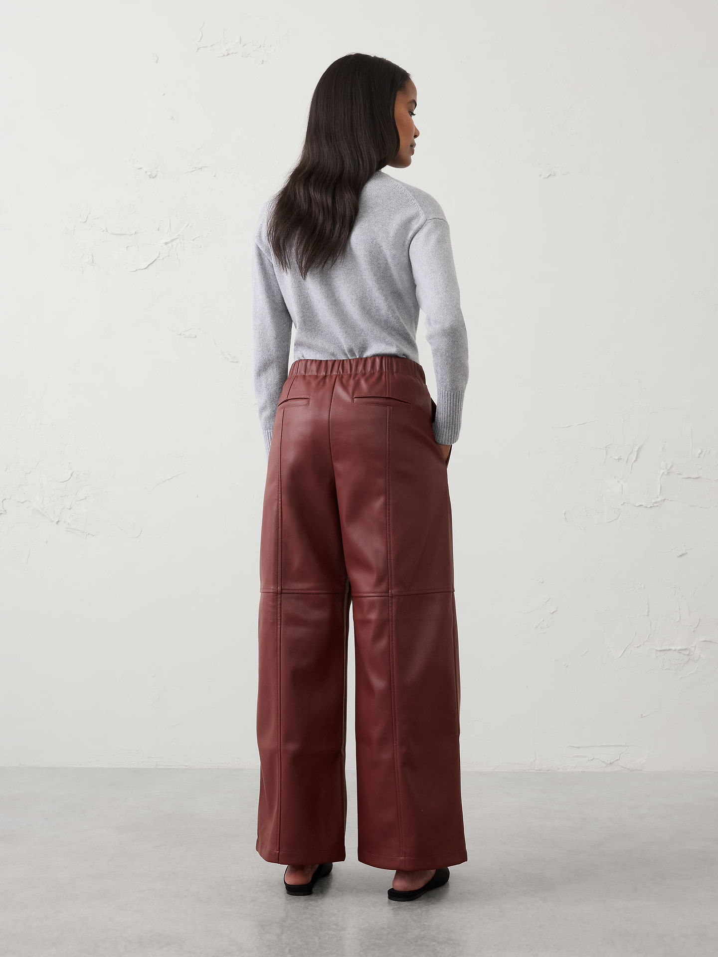 Image 2 of 5, Wide-Leg High-Rise Vegan Leather Pant